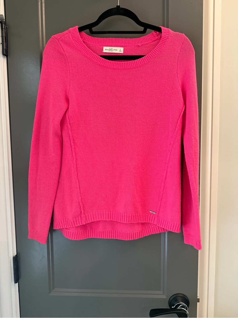 Abercrombie & Fitch Hot Pink neon Crewneck Sweater S
